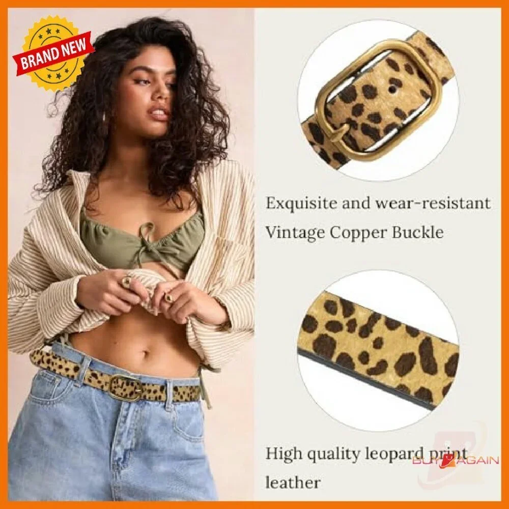 Genuine Leather Belt with Needle Buckle, Fits 26-44 Inch Waist